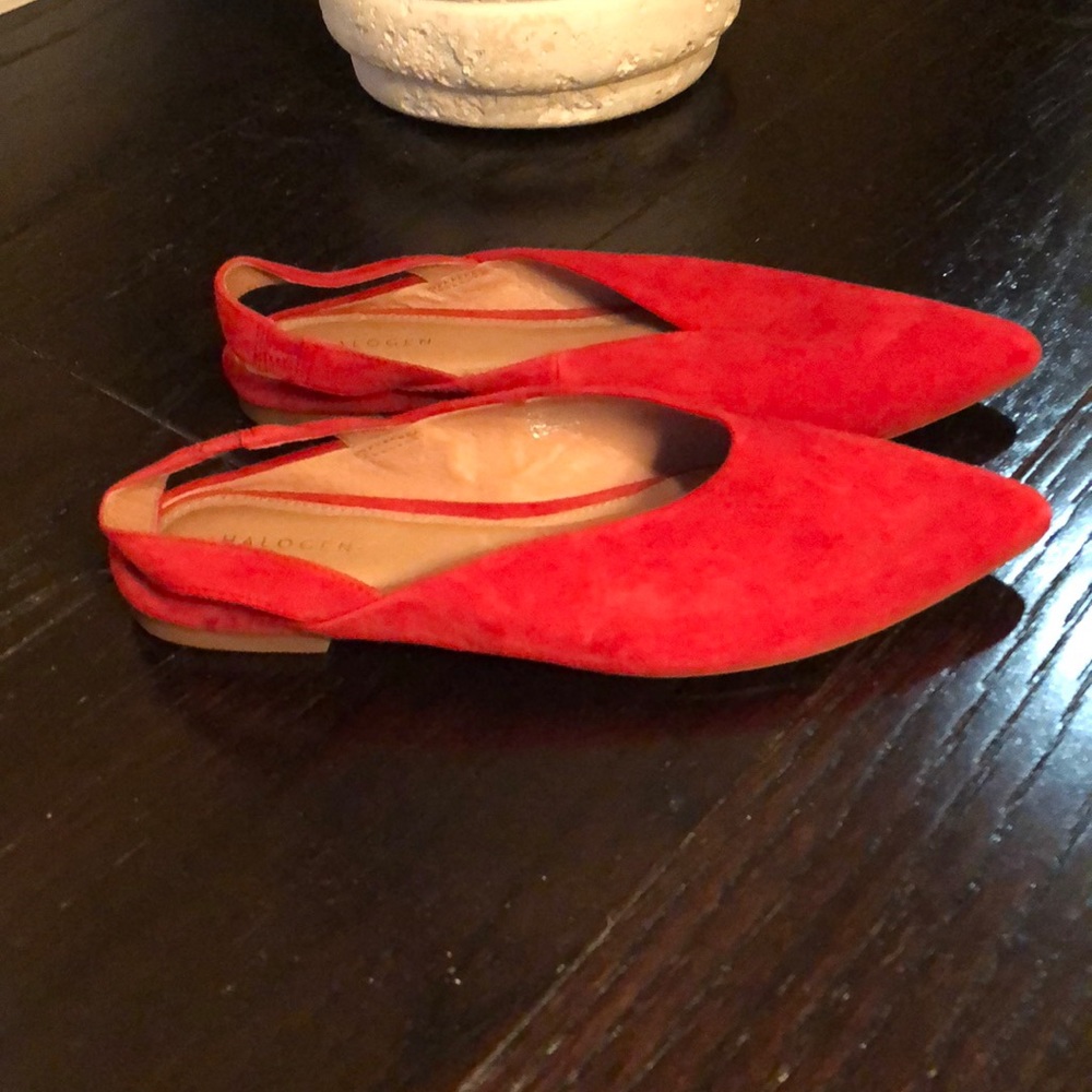 RED SUEDE SLING BACKS